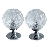 Pair of Vintage Glass Bubble Bedside Lamps
