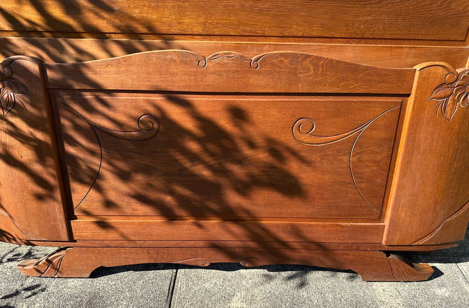 Vintage headboard and footboard in 140cm Art Deco style.