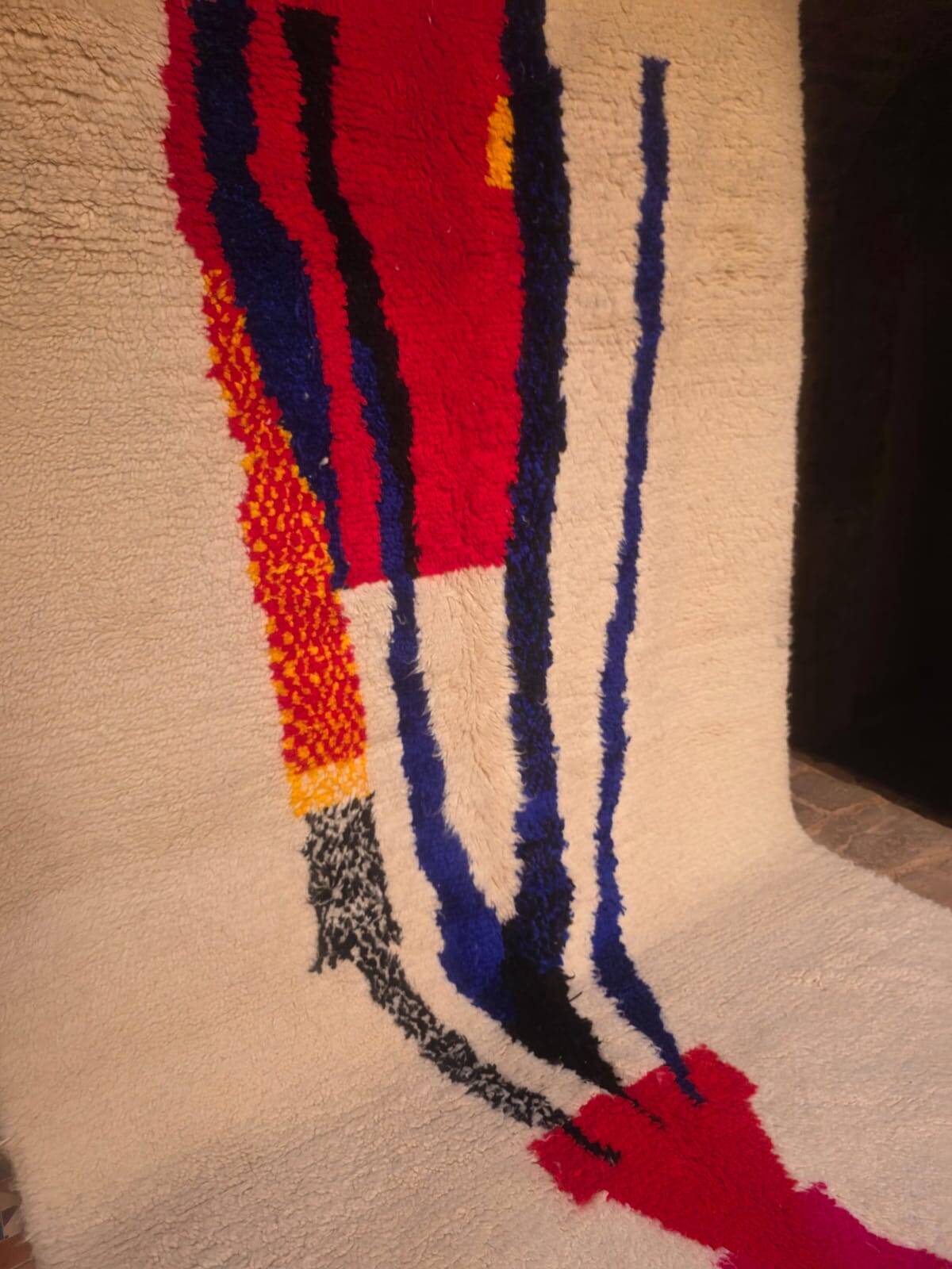 Azilal Wool Rug, White, 250 x 155 cm