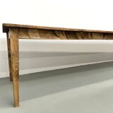 Large XXL farmhouse table in solid pine with 1950s tapered legs.