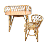 Rattan dressing table with her chair