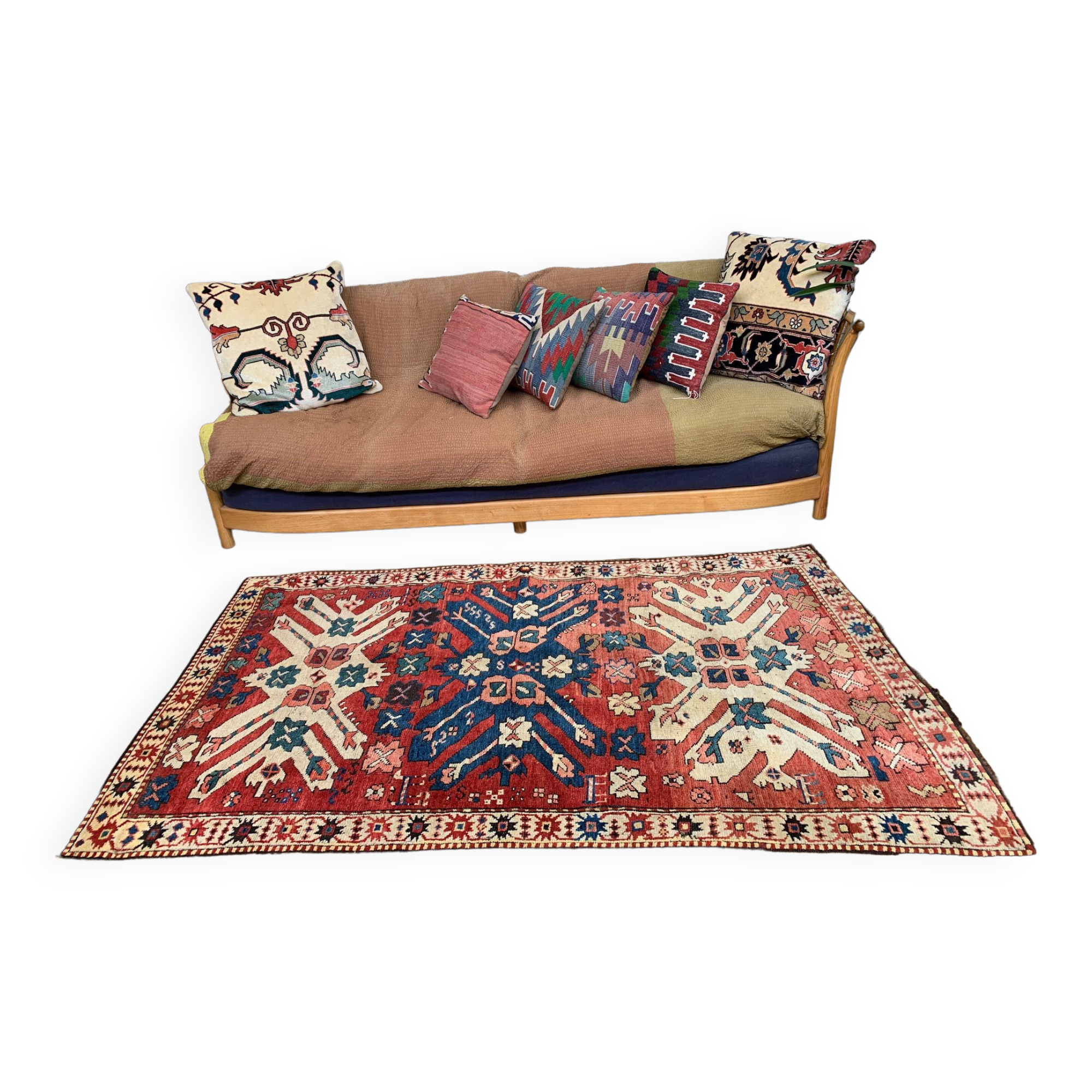 Caucasian Adler, Eagle Kazak Rug 190x113 cm vintage tribal carpet