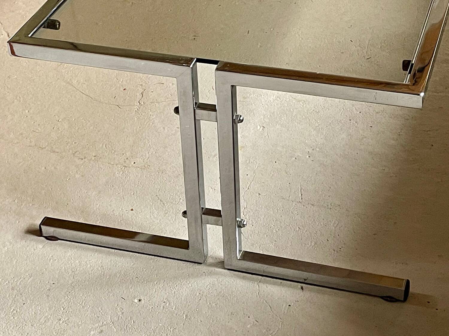 Vintage chrome and glass lounge table 1970