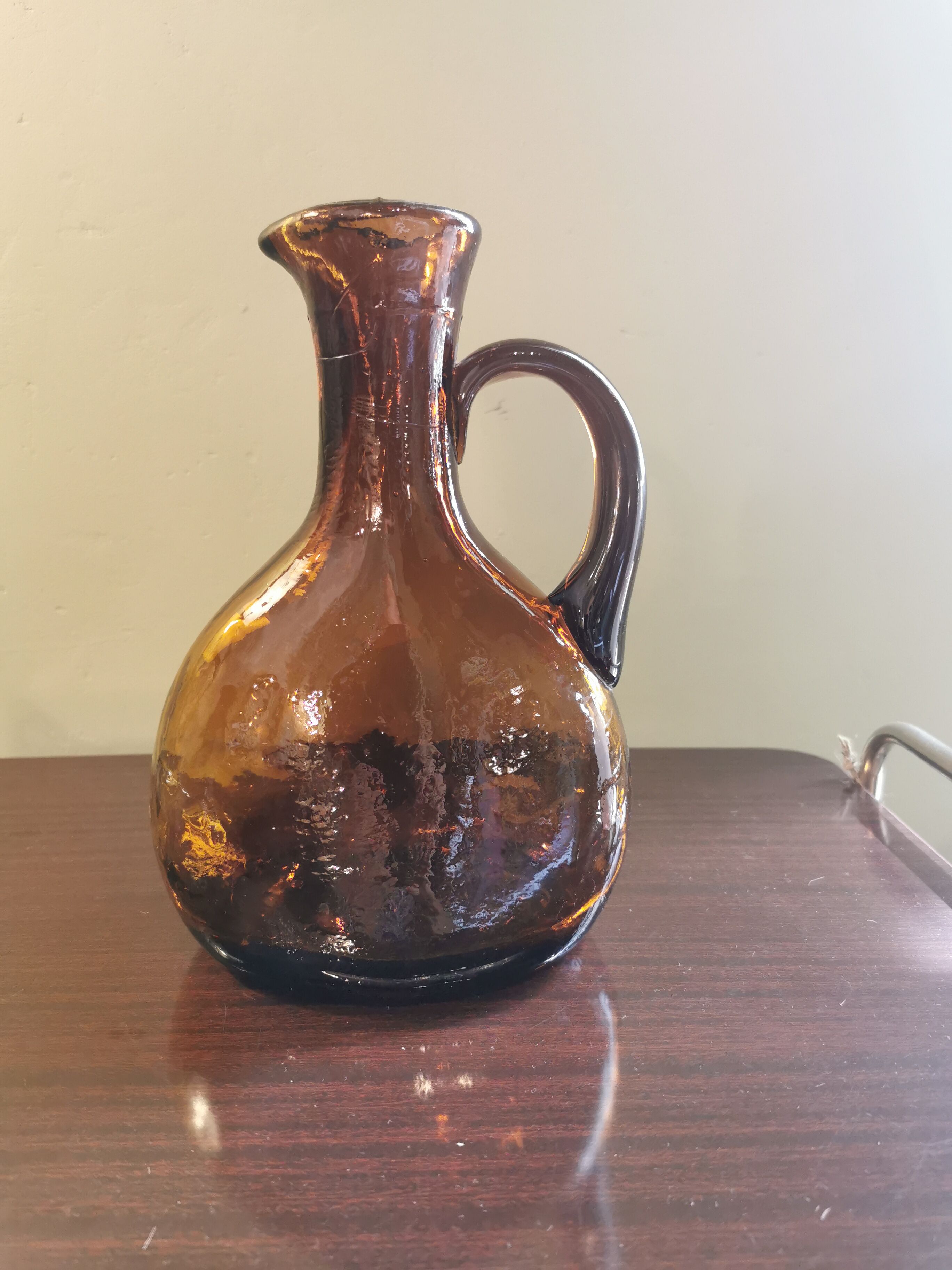 Vintage amber glass pitcher