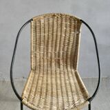 Children's armchair in iron and rattan, vintage