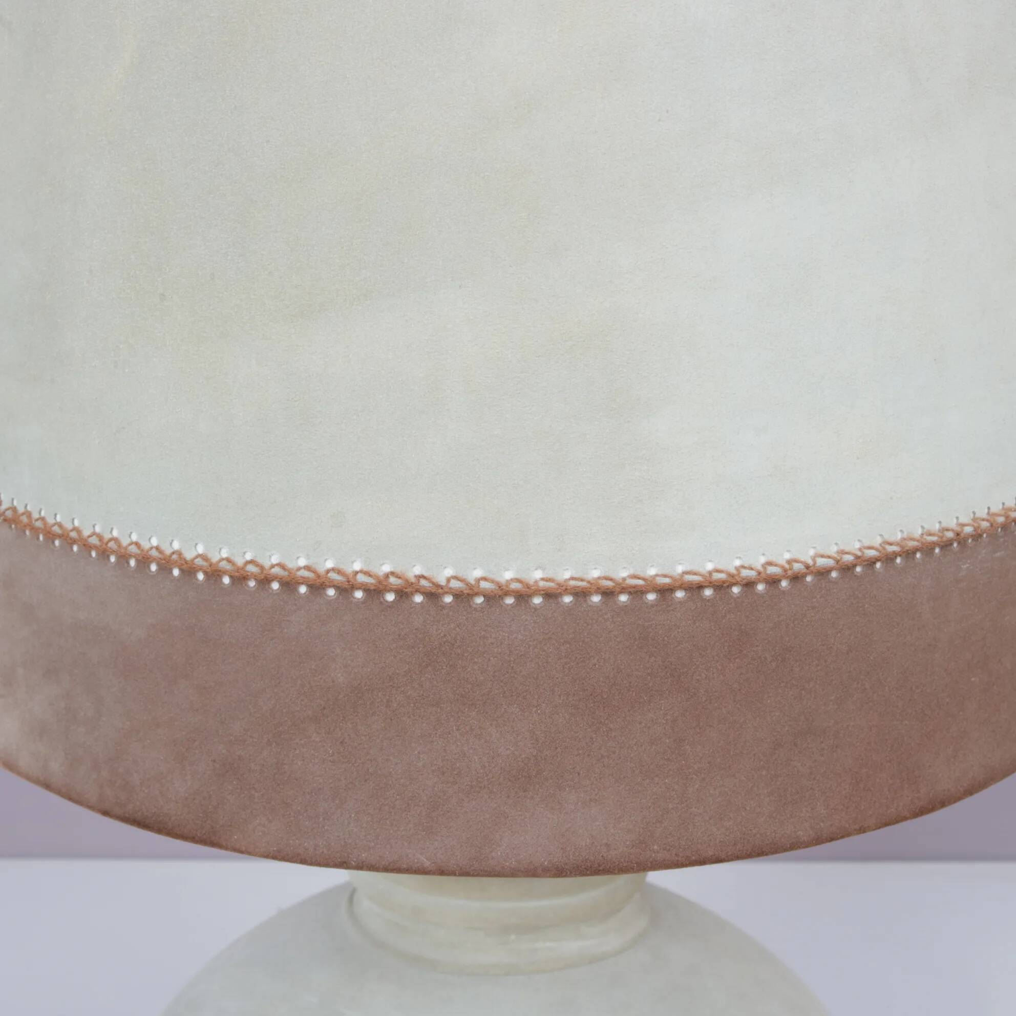 1970s suede upholstered table lamp / France