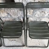 Set of 4 folding military chairs stamped Verhaeghe