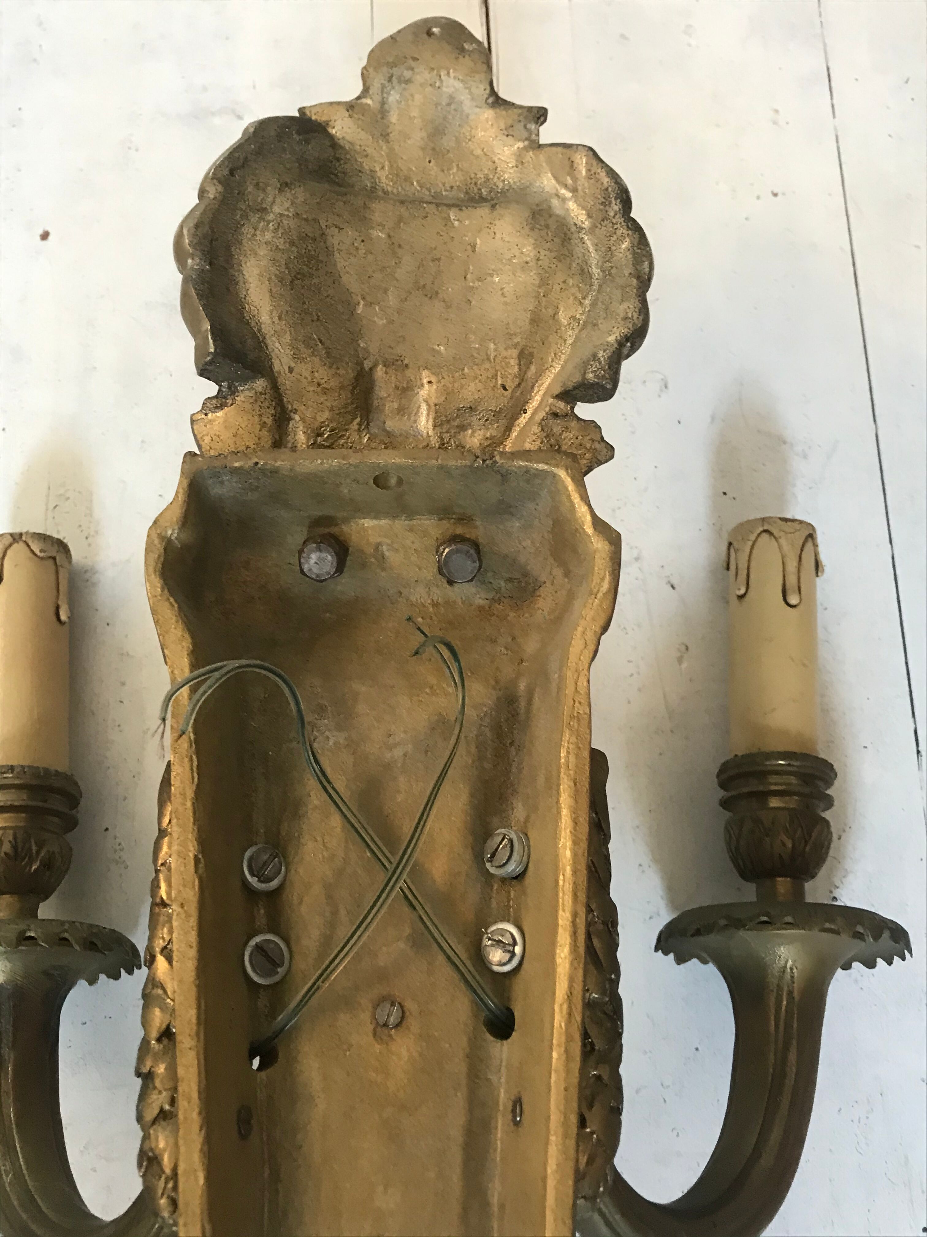 Pair of bronze castle appliques 55cm