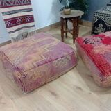 Handmade Berber pouf in wool 60 X 60 X 20 CM
