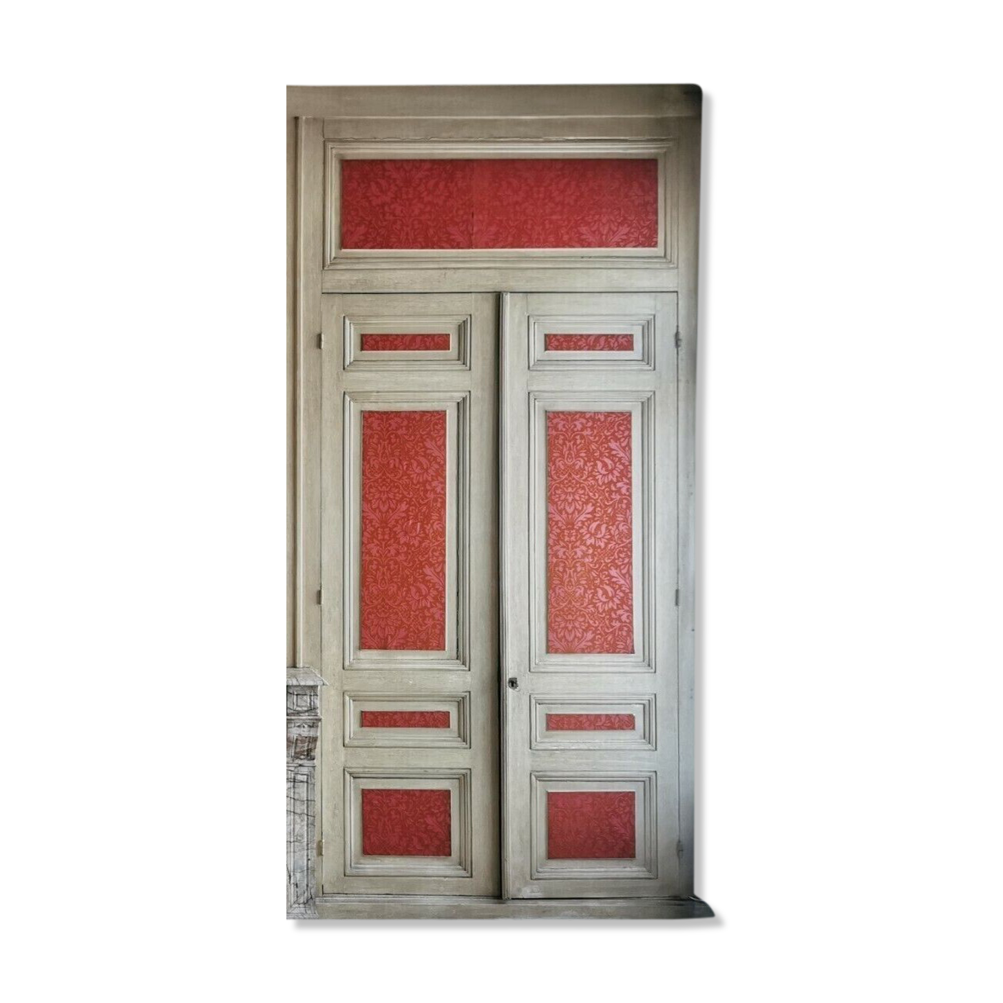 Closet front with double molded doors in patinated wood XX century