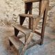 Antique chestnut wood workshop stepladder – France, early 1900s