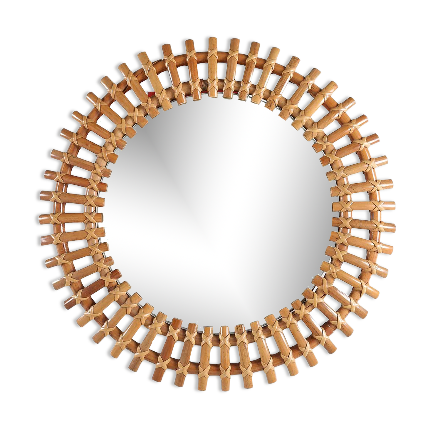 Rattan round mirror ca.1950