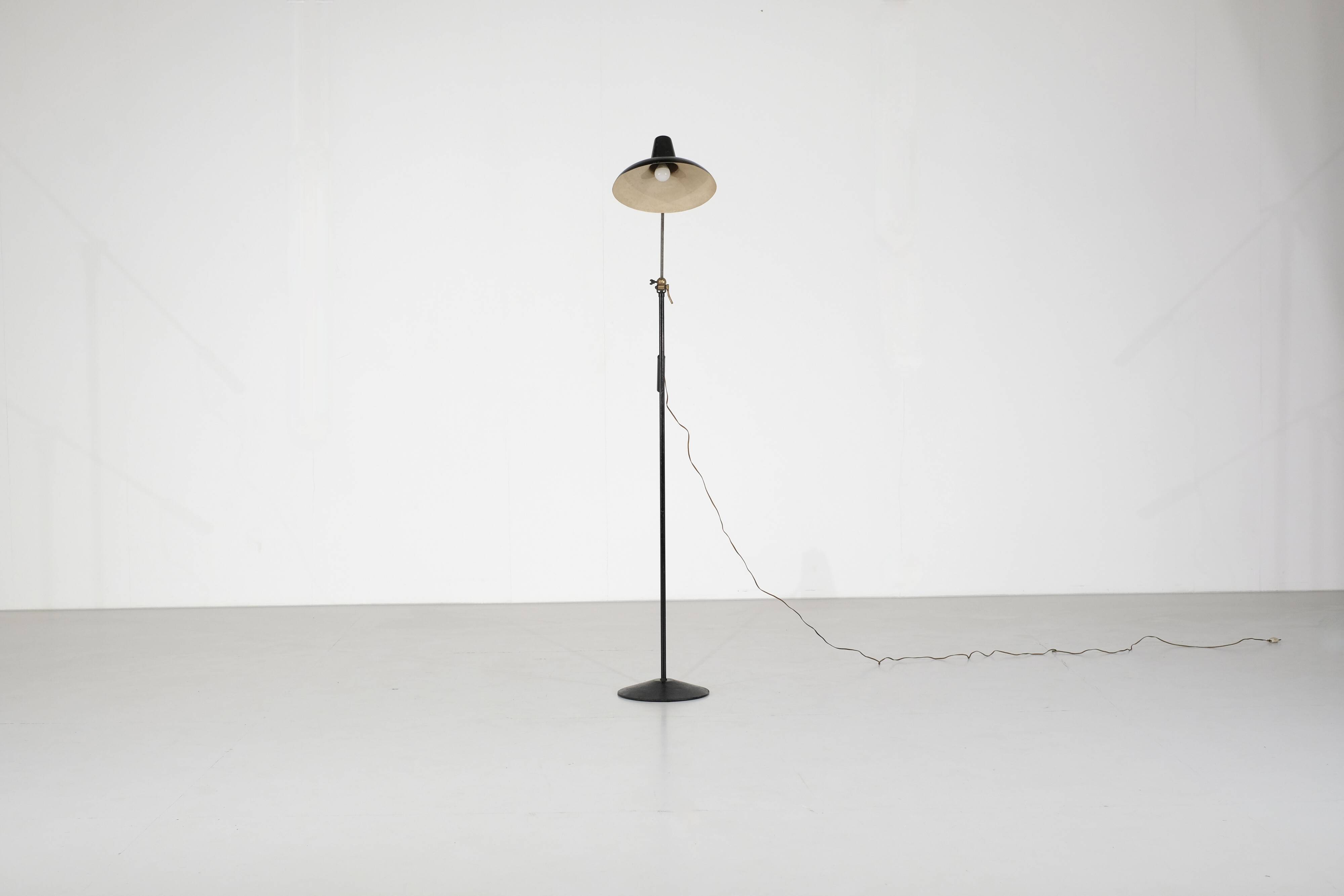 Metal and brass floor lamp, France - 1950s