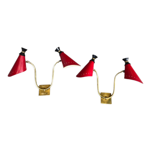 Paire d'appliques en laiton, abats