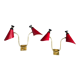 Paire d'appliques en laiton, abats jours diabolo rouge en métal, circa 1950