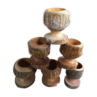 Série de 6 coquetiers en bois