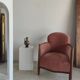 Armchair art deco pink velvet trim