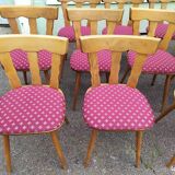 Set of 20 vintage wooden bistro chairs with cushions, year 7