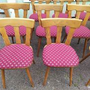 Set of 20 vintage wooden bistro chairs with cushions, year 7