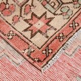 4x8 Red Cream Handmade Oriental Vintage Rug, 117x230Cm