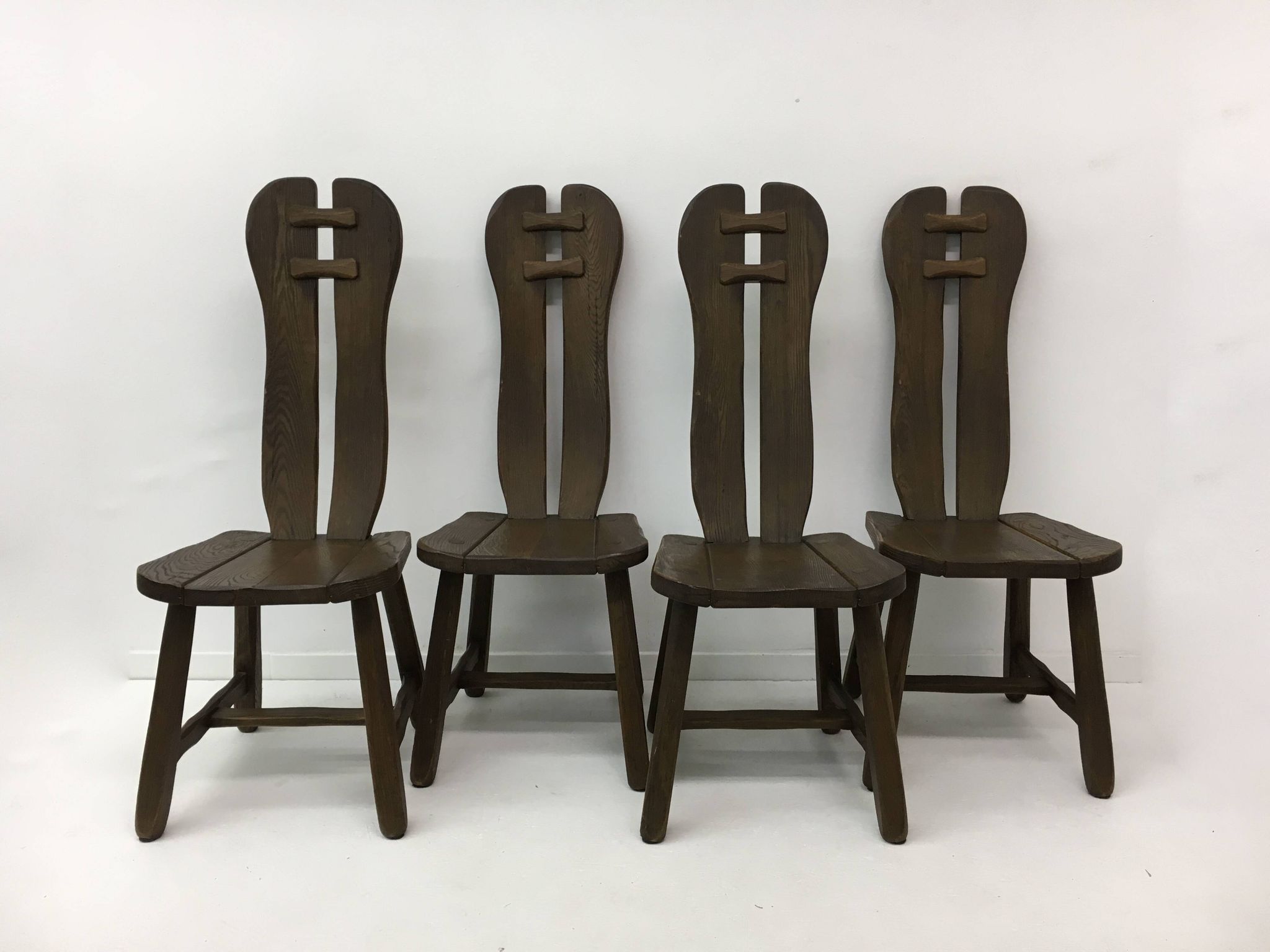 Set of 4 Belgian Brutalist Dining Chairs from De Puydt, 1970’s