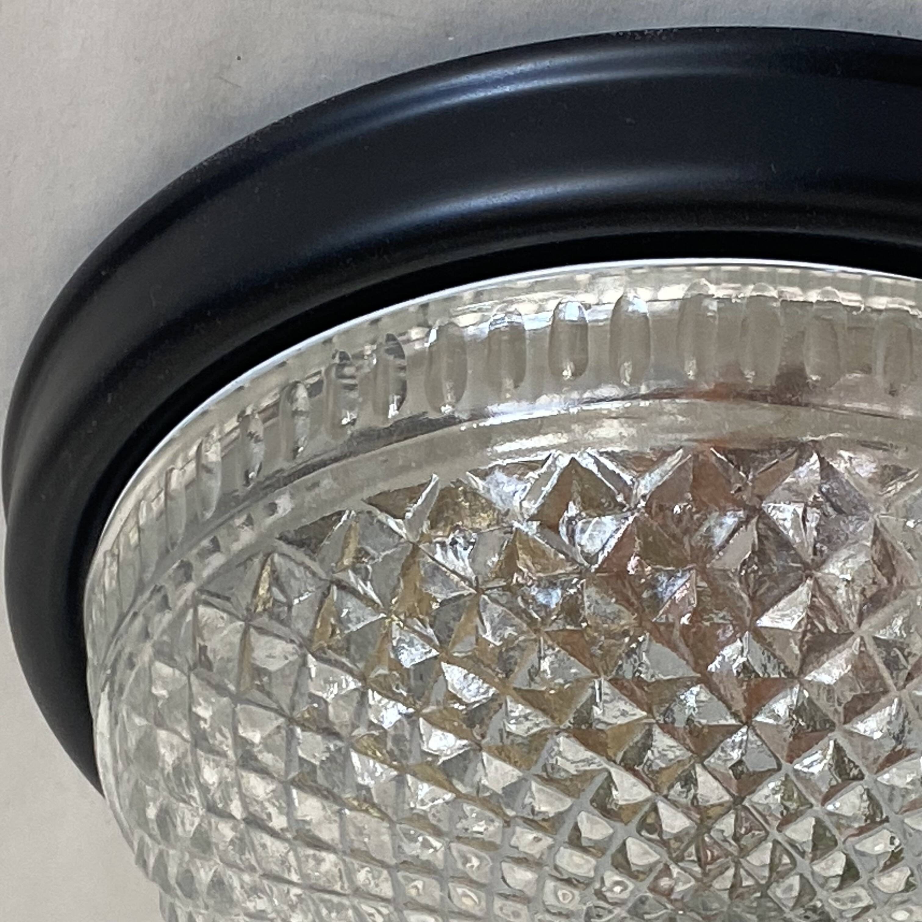 Small glass ceiling light from the 1980s, antique transparent light fixture