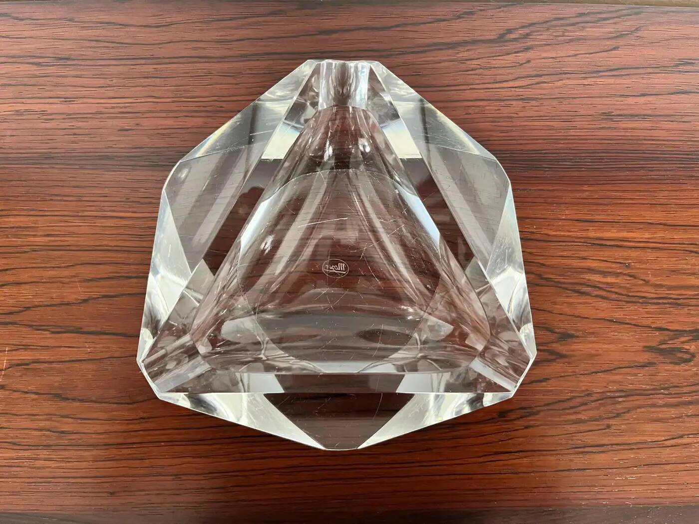 Cendrier en verre artistique bohémien par Vaclav Hanus pour Moser, années 1960.