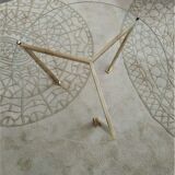 Brass round coffee table with 70s glass tray