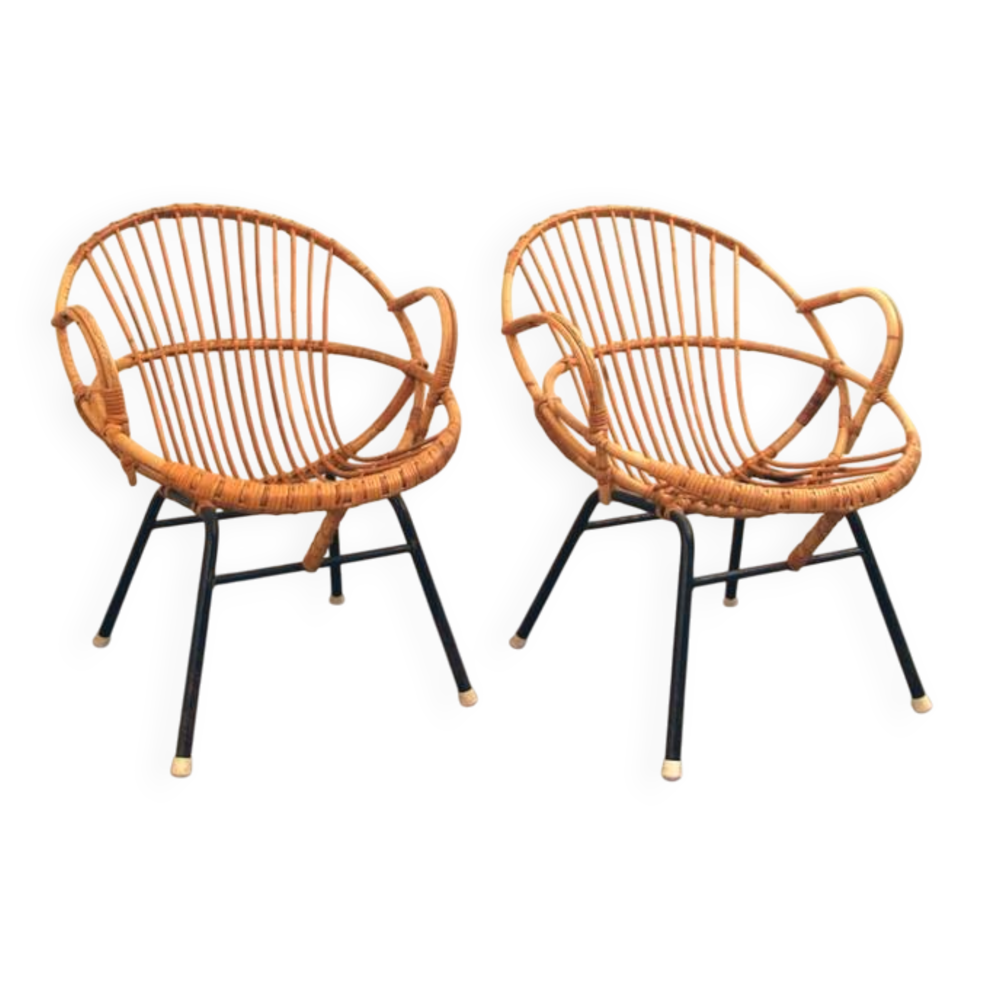 Rohe Noordwolde rattan vintage sixties design armchair