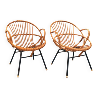 Rohe Noordwolde rattan vintage sixties design armchair