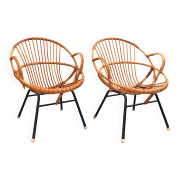 Rohe Noordwolde rattan vintage sixties design armchair