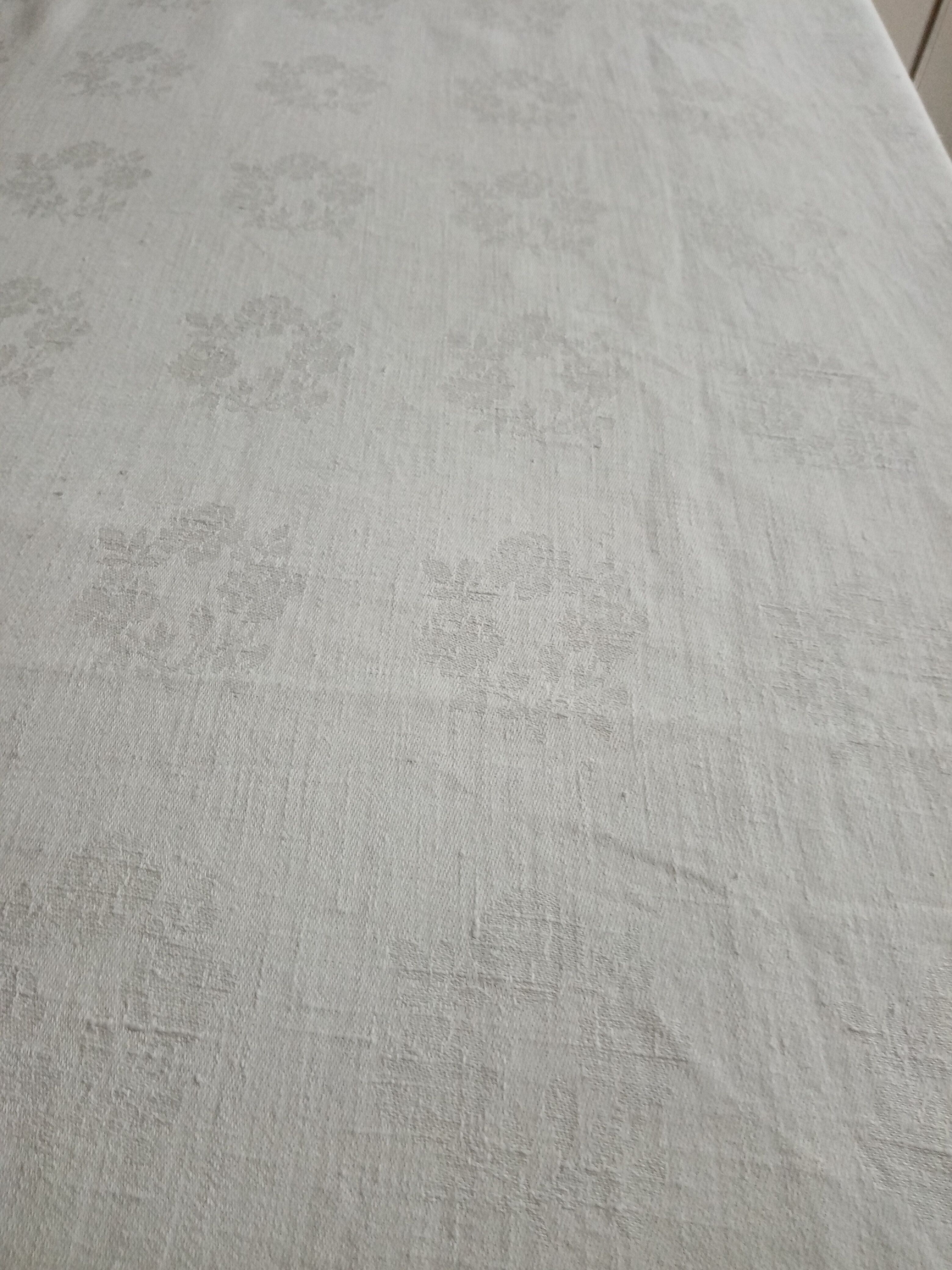 Old large rustic linen tablecloth 295 x 140 cm