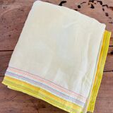 Belgian Linen Tablecloth Embroidered, Yellow Tyedie