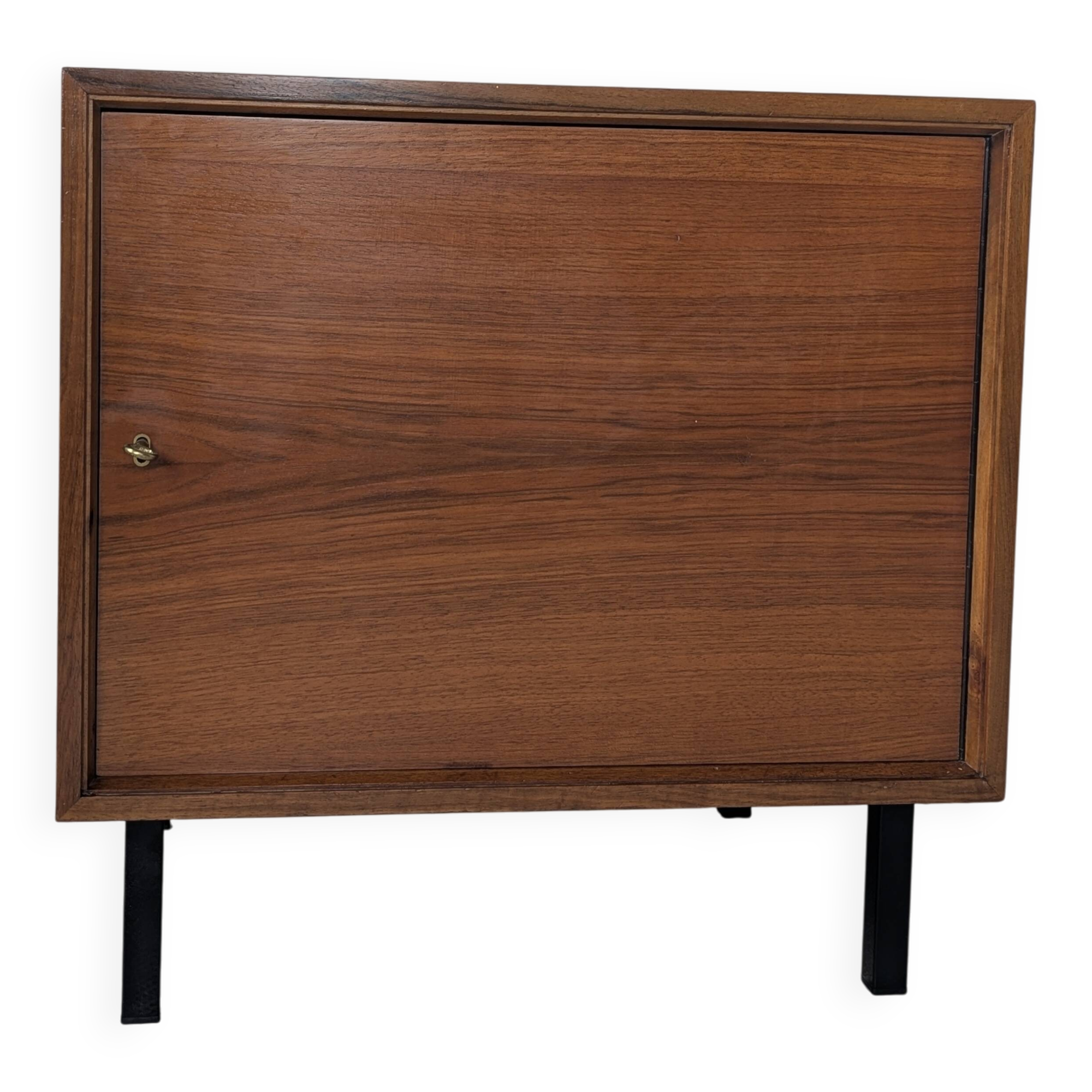 Petit meuble d'appoint bois et métal, années 70