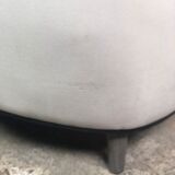 Retro vintage 80's armchair in white velvet with black trim