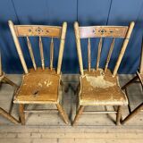Set of four painted Dutch kitchen chairs.