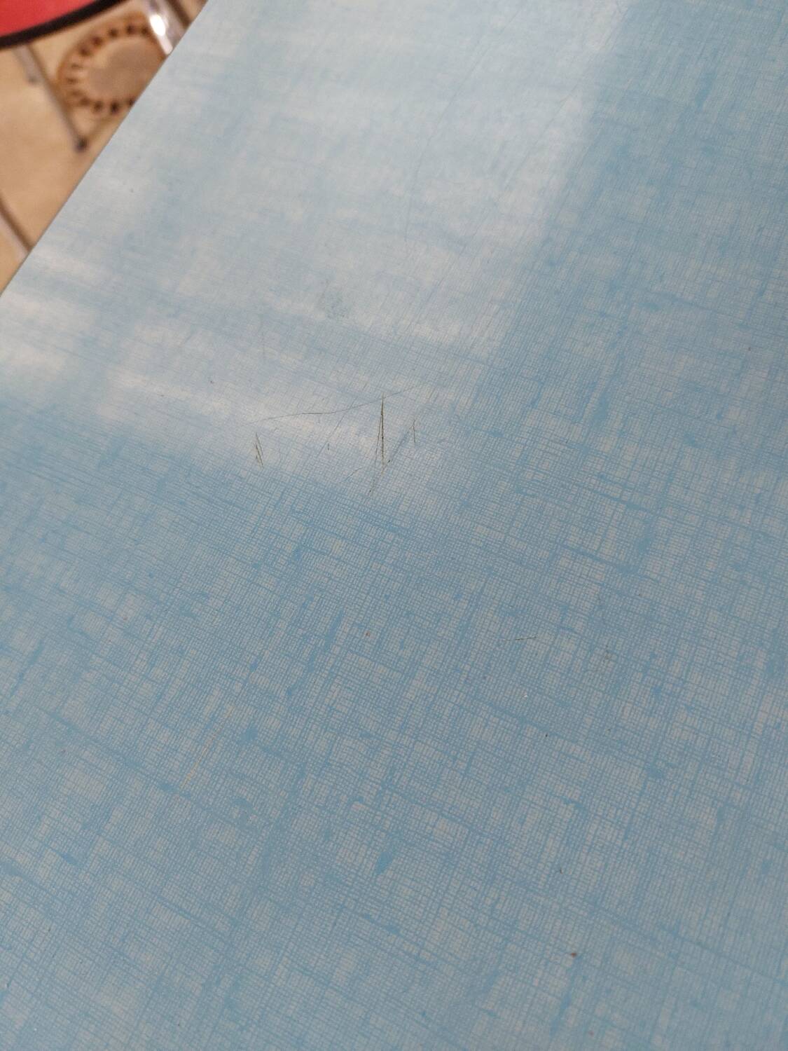 Blue formica table