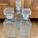 Set of 3 bottle vintage molded glass whiskey decanter