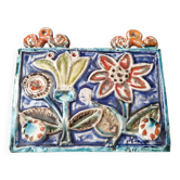 Art ceramic, towel holder with floral decoration signed Giovanni Desimone.