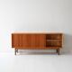 Vintage Scandinavian teak sideboard with metal-lined drawers