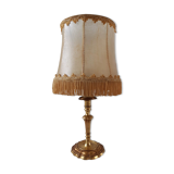 Lampe ancienne en acier doré et abat-jour en nacre années 60-70