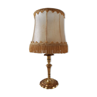 Old lamp in gilded steel and mother-of-pearl lampshade 60-70s