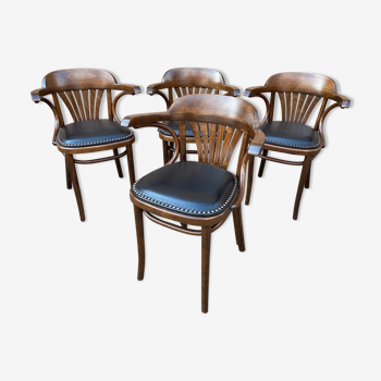 Set de 4 chaises bistrot restaurant style baumann simili cuir vintage 80s