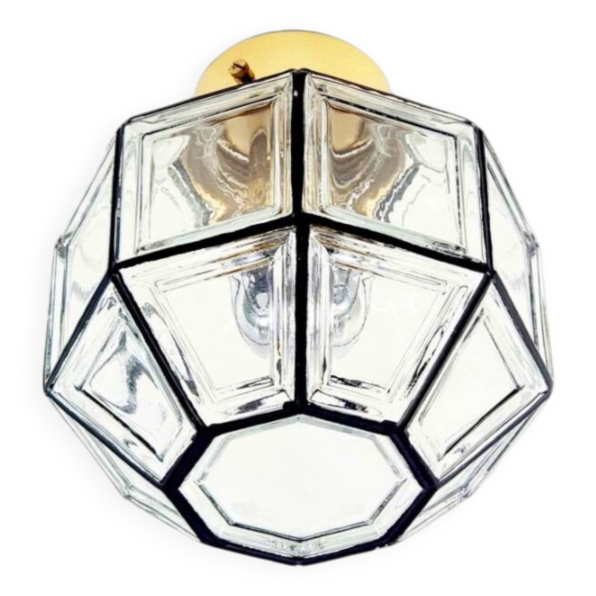 Mid-Century Glass Flush Mount/Ceiling Light from Limburg, Germany, 1960s