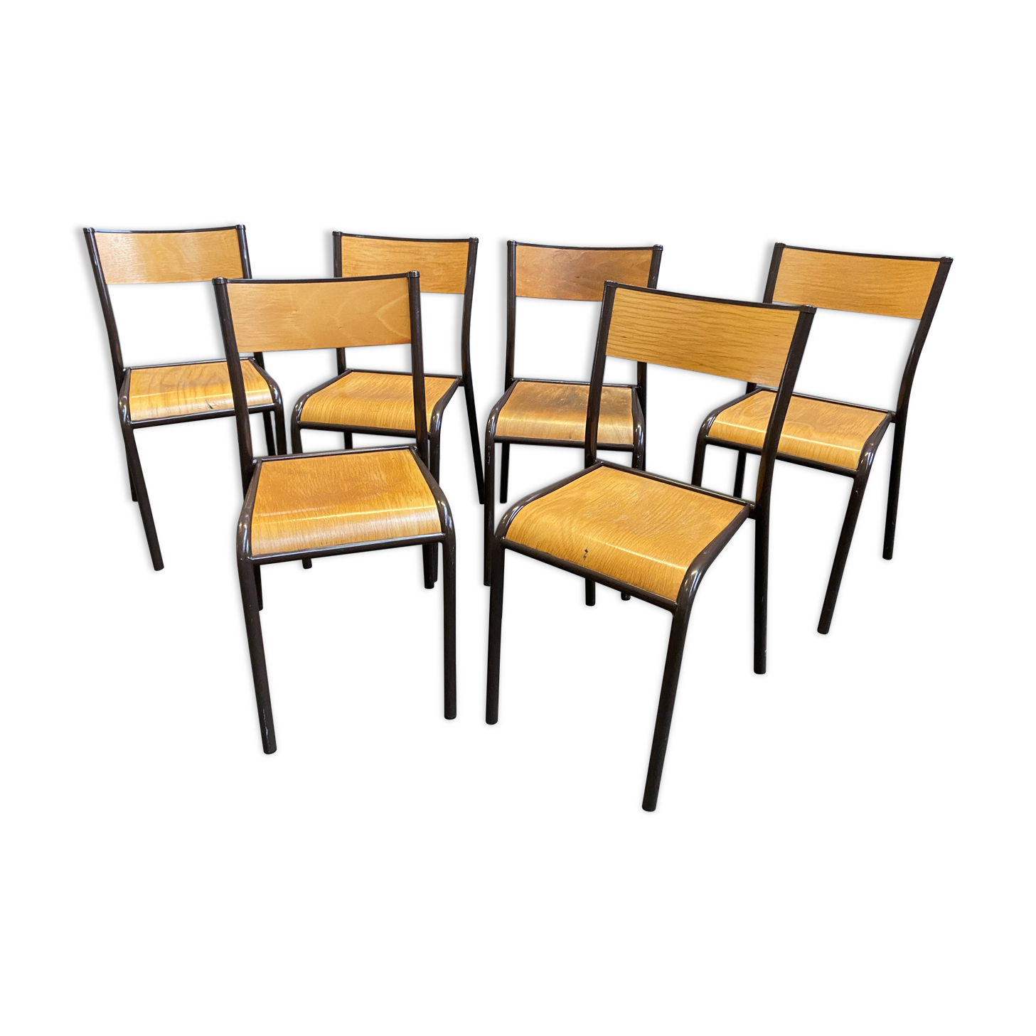 6 vintage school chairs