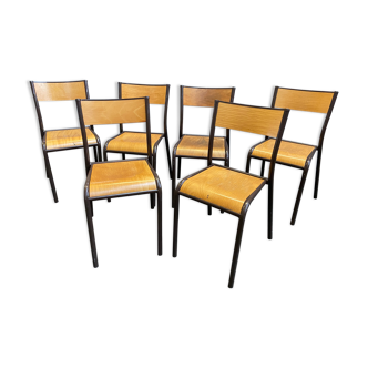 6 vintage school chairs