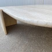 Large marble travertine coffee table in the shape of an eye from Roche Bobois vintage 70s
