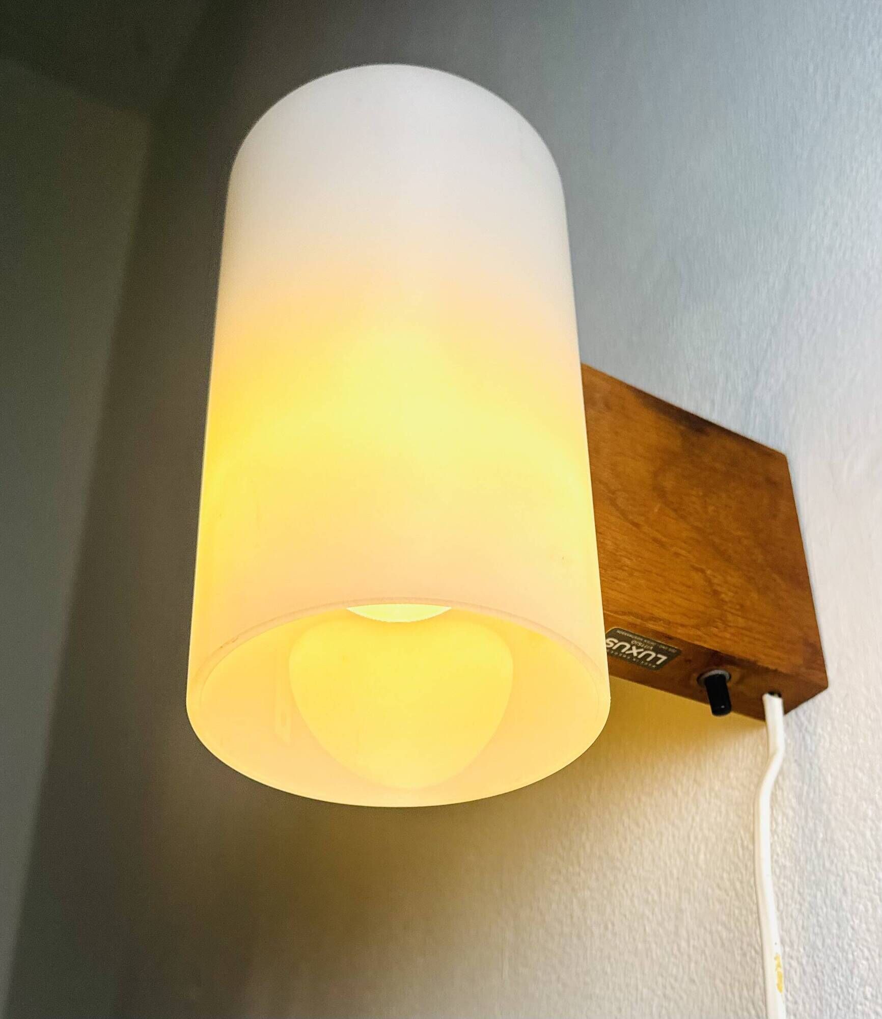 Cylindrical Beech Wood Wall Lamp Uno & Östen Kristiansson For Luxus, Sweden 1960S