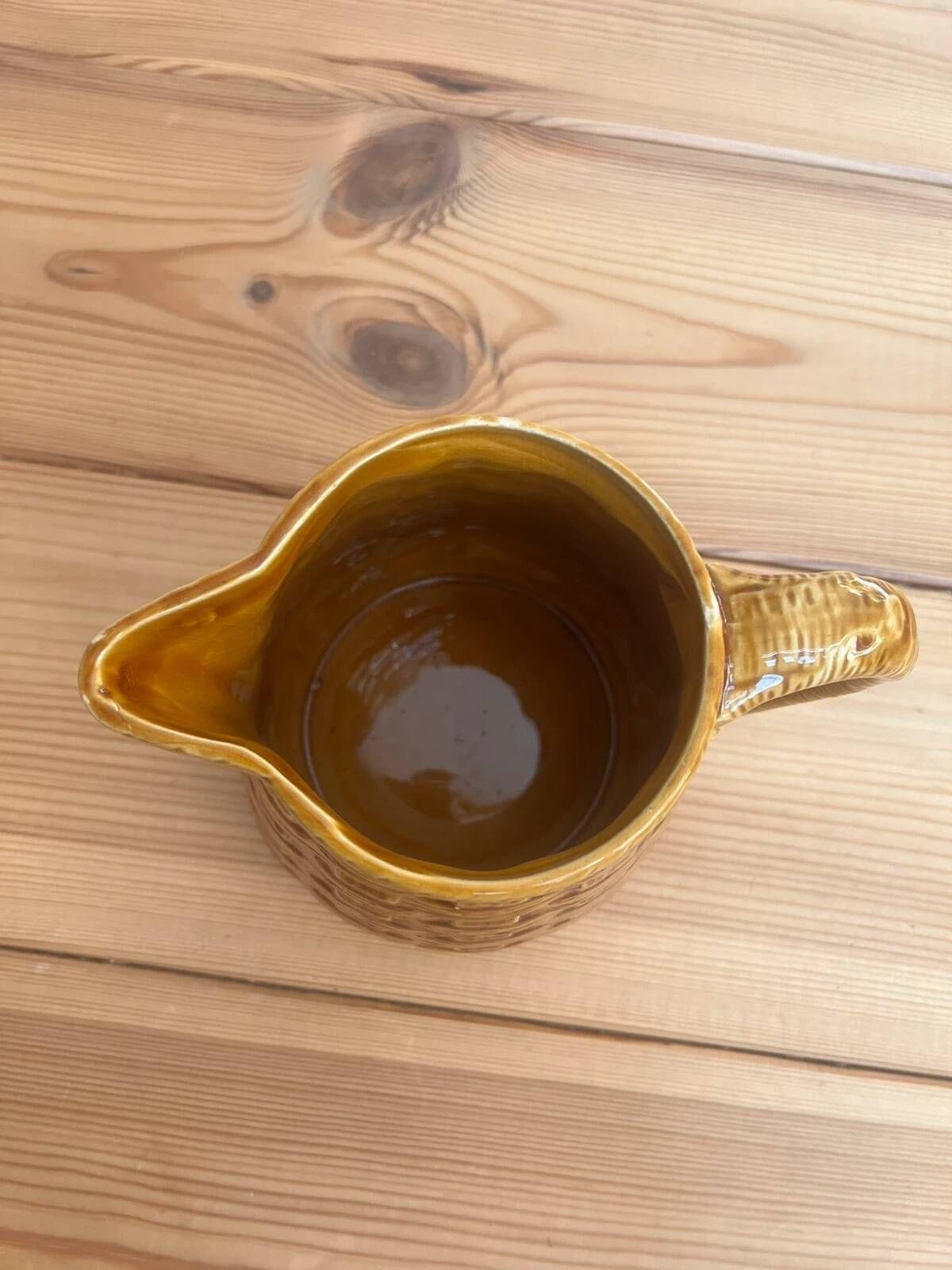 Vintage bistro jug Digoin Sarreguemines woven
