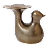 Candle holder or bird soliflore in brass, mid-century design from the 1960s.